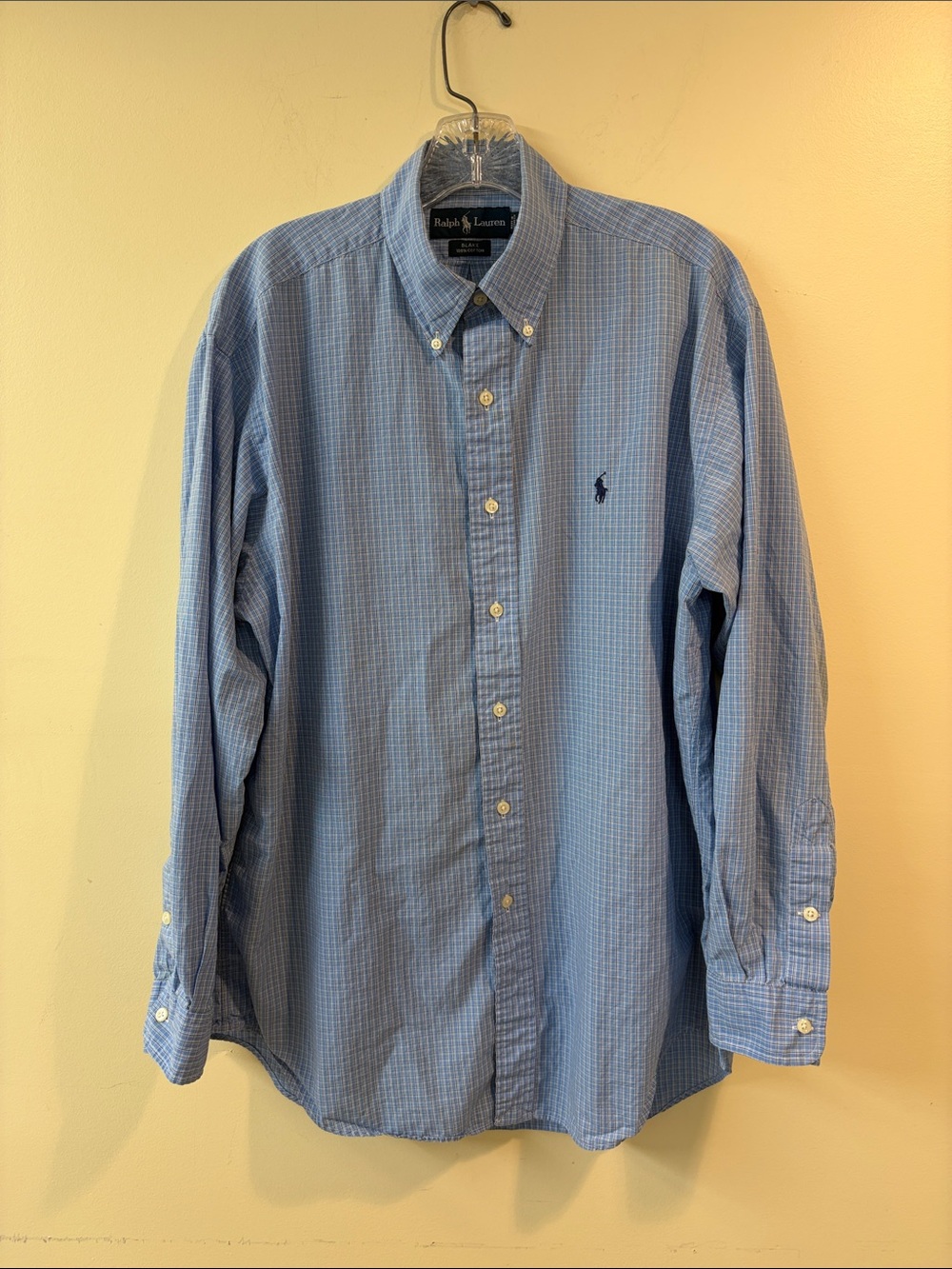 Ralph Lauren Men's Blue Micro-Check Button-Down Shirt 100% cotton